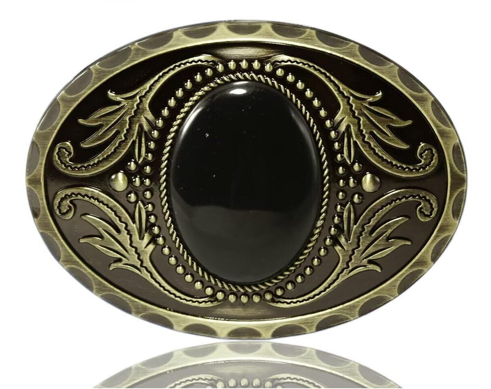 2436 Natural Gems Tiger Eyes Stone Belt Buckle With Acanthus Western Cowboy